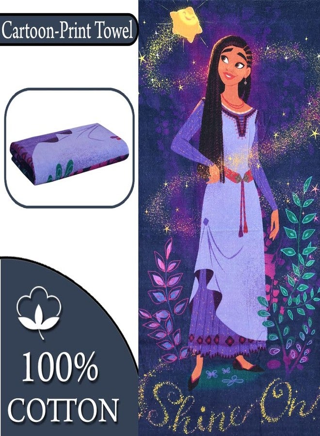 FRESH FROM LOOM منشفة حمام للأطفال من الجنسين، مصنوعة من القطن الخالص ١٠٠٪، بتصميم حورية البحر، مطبوعة برسومات كرتونية، لطيفة على البشرة، مضادة للحساسية، مقاومة للبهتان، وحواف مخيطة بخياطة مزدوجة. - Image 4